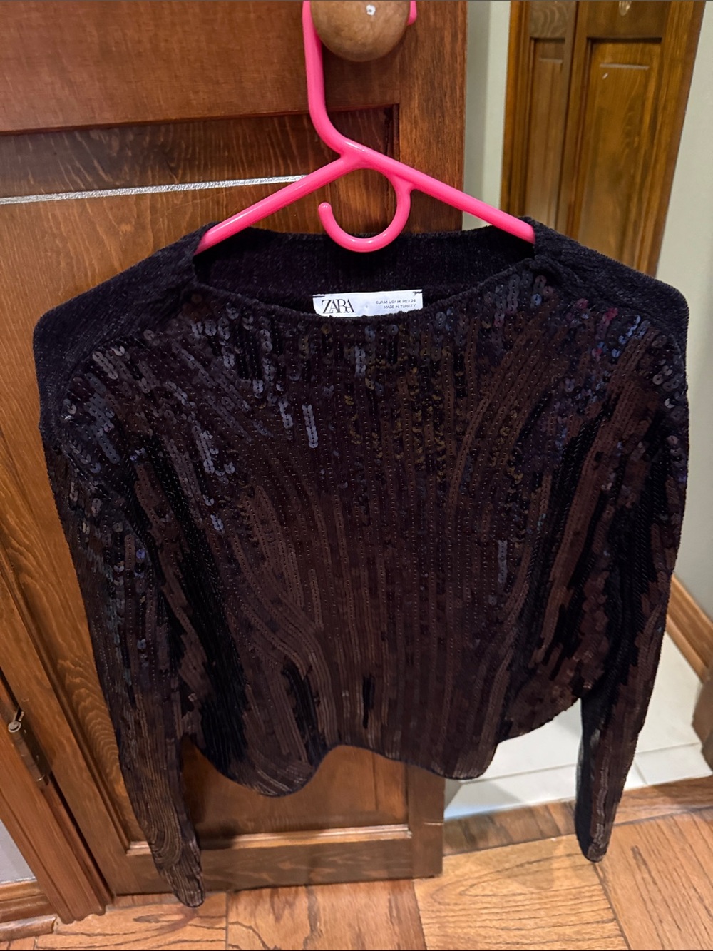 Zara Black Sequin sweater Top